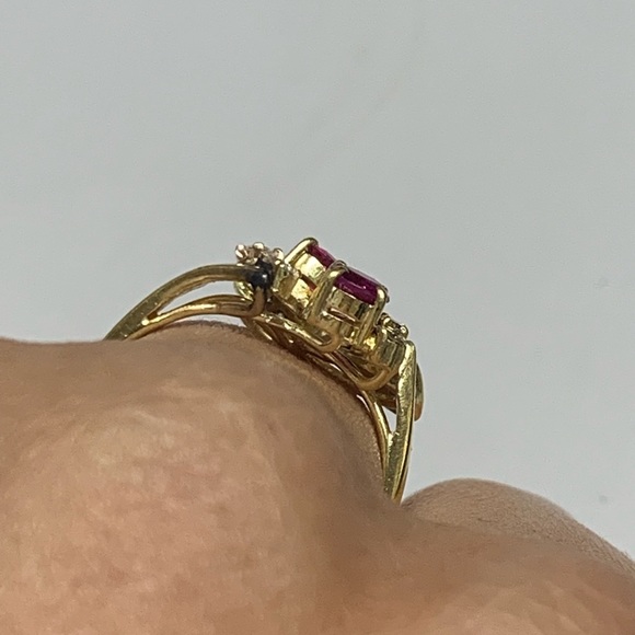18K Yellow Gold Butterfly Ruby and Diamond Ring - Picture 7 of 7